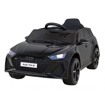 Masinuta electrica pentru copii 1-4 Audi RS6 cu roti moi, scaun tapitat, Telecomanda 2.4GHz, faruri si stop cu lumini LED, Bluetooth, 12V 50W (BRD-2118) Negru