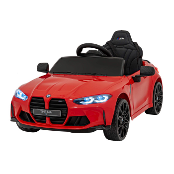 Masinuta electrica pentru copii 1-5 ani BMW M4 cu roti moi, scaun tapitat, Telecomanda 2.4GHz, Bluetooth, faruri si stop cu lumini LED, 12V 70W (2418) Rosu