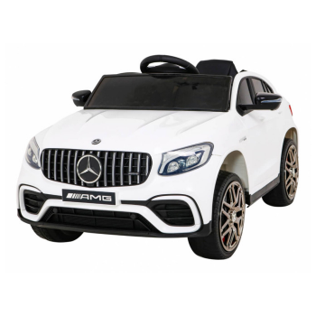 Masinuta electrica pentru copii 1-5 ani Mercedes AMG GLC63s 4x4 12V 100W (5688) cu roti moi, scaun tapitat, Telecomanda 2.4GHz, faruri si stop cu lumini LED, Alb