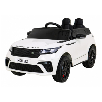 Masinuta electrica pentru copii 1-5 ani Range Rover Velar cu roti moi, scaun tapitat, Telecomanda 2.4GHz, faruri si stop cu lumini LED, Bluetooth, 12V 70W (2088) Alb