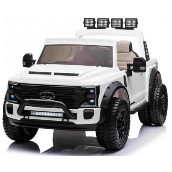 Masinute electrice pentru copii | Masina electrica copii Ford Super Duty XXL cu 2 locuri, 24V 4x4 ecran LCD (2088-power) Alb