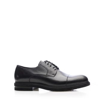 Pantofi casual bărbați din piele naturală, Leofex - 660-1 Negru Box