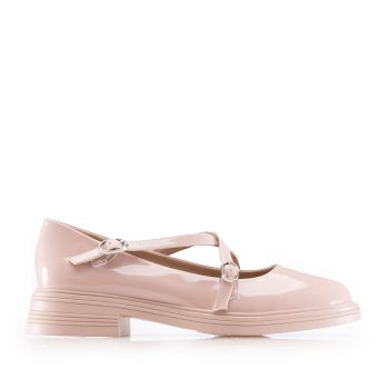 Pantofi casual damă din piele naturală - 4418 Roz Pudră Lac