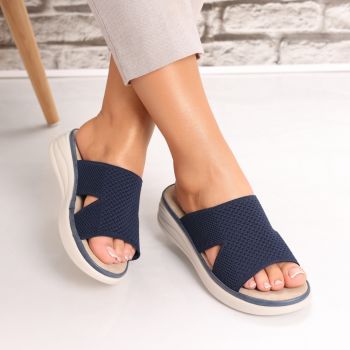 Papuci dama fara Toc Bleumarin din Textil Flatia