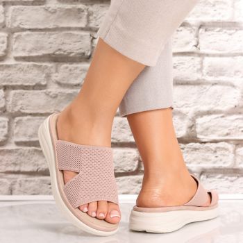 Papuci dama fara Toc Roz din Textil Flatia