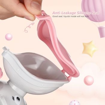 Pisoar portabil pentru fetite, Little Mom, Reutilizabil, design ergonomic si intuitiv, dimensiune 22 x 8 cm, capacitate 500 ml, Travel Pink