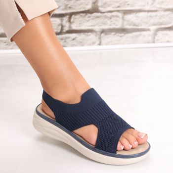 Sandale dama Fara Toc Bleumarin din Textil Zavina ieftine