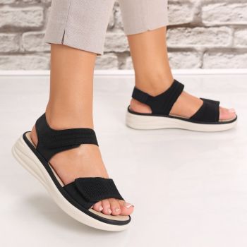 Sandale dama Fara Toc Negre din Textil Dream