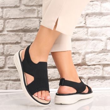 Sandale dama Fara Toc Negre din Textil Zavina