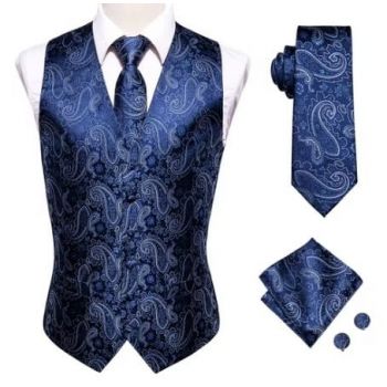 Set vesta + cravata + batista + butoni, matase - model 37