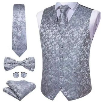 Set vesta + cravata + batista + butoni + papion, matase - model 36