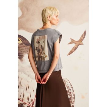 tricou din bumbac culoarea gri