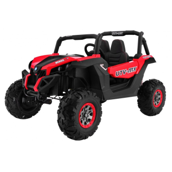 UTV electric pentru copii 2-6 ani cu 2 locuri, 180W 12V 4x4 BUGGY POWER (603) cu roti moi, scaun tapitat, Telecomanda 2.4 GHz, faruri si stop cu lumini LED, Bluetooth, Radio FM, Rosu