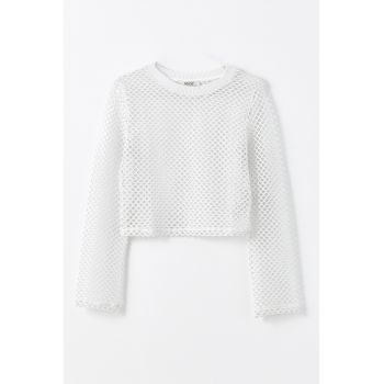 Bluza crop cu aspect perforat