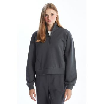 Bluza de trening crop cu fenta cu fermoar