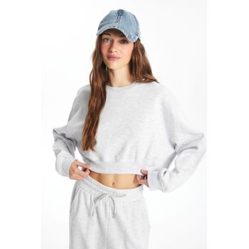 Bluza de trening crop cu maneci cazute