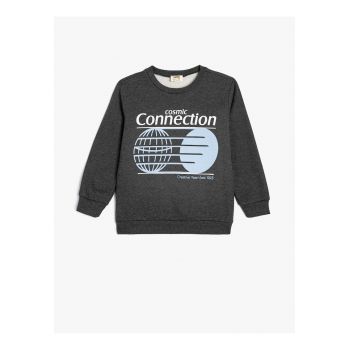 Bluza de trening cu decolteu la baza gatului si imprimeu