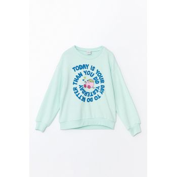 Bluza de trening cu decolteu la baza gatului si imprimeu