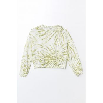 Bluza de trening cu imprimeu tie-dye si maneci cazute