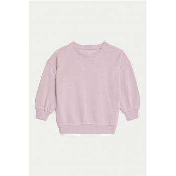 Bluza de trening cu strasuri si maneci cazute