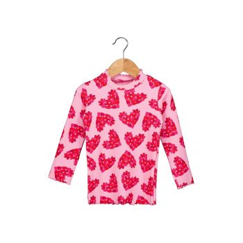Bluza din amestec de lyocell cu guler inalt si margini valurite