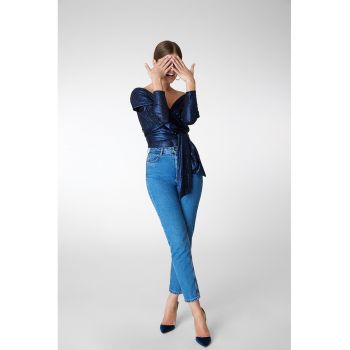 Bluza din lurex cu model petrecut Kimono