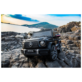Masinuta electrica pentru copii 1-5 ani Mercedes AMG G63 60W roti moi scaun tapitat Telecomanda 2.4GHz faruri si stop cu LED Bluetooth (BBH-0002HD) Negru