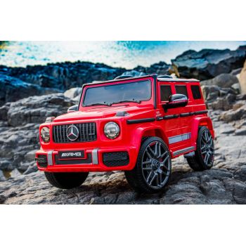 Masinuta electrica pentru copii 1-5 ani Mercedes AMG G63 60W roti moi scaun tapitat Telecomanda 2.4GHz faruri si stop cu LED Bluetooth (BBH-0002HD) Rosu