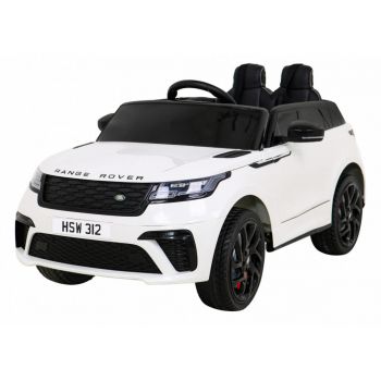 Masinuta electrica pentru copii 2-5 ani Range Rover Velar Fast cu roti moi, scaun tapitat, Telecomanda 2.4GHz, lumini LED masina copii 3 ani alb