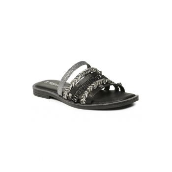 Papuci flip-flop dama -  302254057 - Piele naturala - Negru
