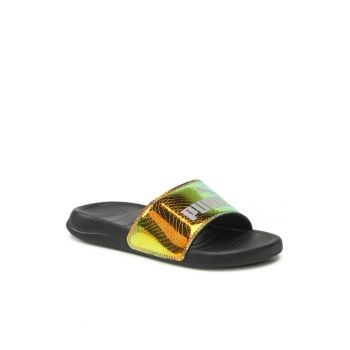 Papuci flip-flop dama -  Piele ecologica - Auriu