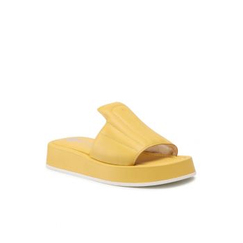 Papuci flip-flop dama -  Piele naturala - Galben