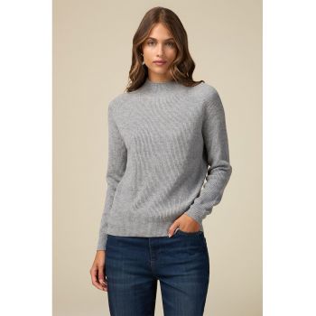 Pulover din amestec de lana cu maneci raglan si striatii