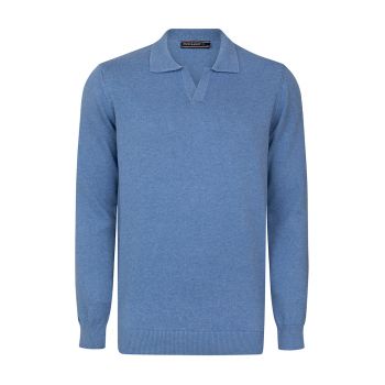 Pulover polo de bumbac cu model uni