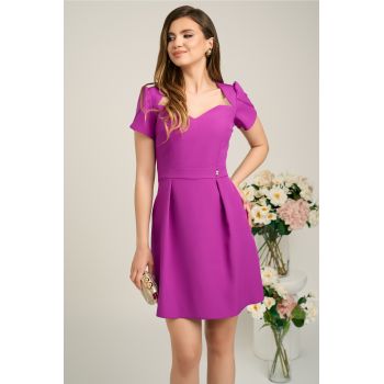 Rochie Moze eleganta din stofa cu maneci scurte