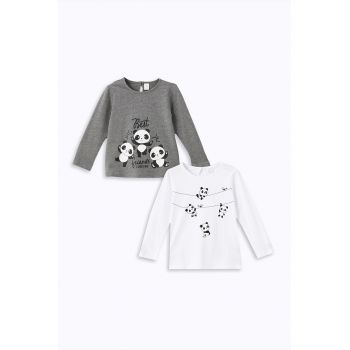 Set de bluze cu imprimeu panda - 2 piese