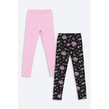 Set de colanti cu model uni si imprimeu - 2 perechi