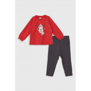 Set de colanti si bluza cu decolteu la baza gatului