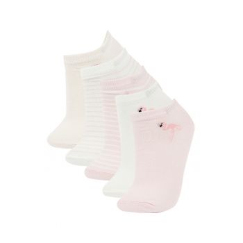 Set de sosete pana la glezna cu flamingo - 5 perechi