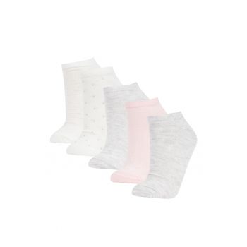 Set de sosete scurte uni si cu model - 5 perechi