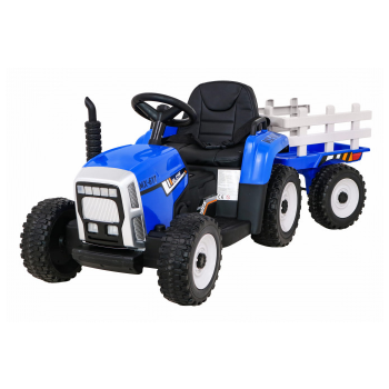 Tractor electric cu remorca pentru copii 2-6 ani Workers Truck 12V 70W, telecomanda 2.4 GHz, faruri cu LED, Bluetooth (MX-611) Albastru