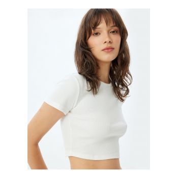 Tricou crop cu model uni