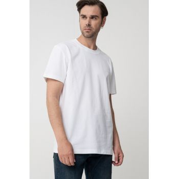 Tricou de bumbac cu decolteu la baza gatului