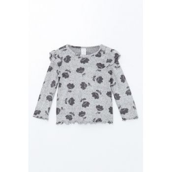 Bluza cu model floral si margini valurite