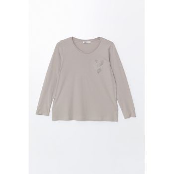 Bluza de bumbac cu decolteu rotund