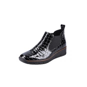 Botine dama  din piele naturala lacuita - negru