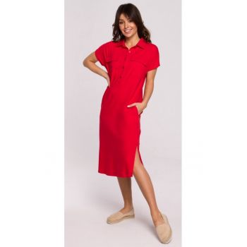 Rochie Safari cu guler - rosu -
