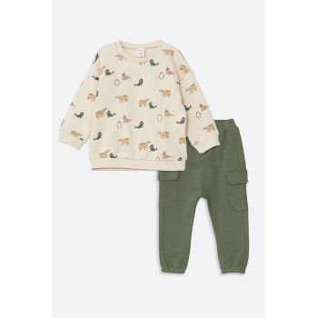 Set de bluza sport cu imprimeu si pantaloni cargo uni