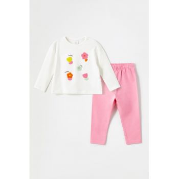 Set de colanti si bluza cu model floral