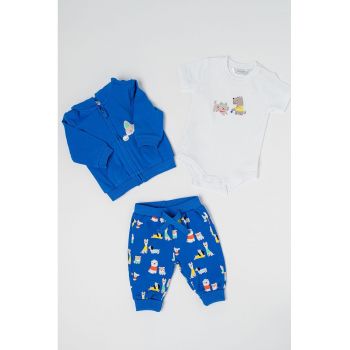 Set de pantaloni - hanorac si body din amestec de bumbac